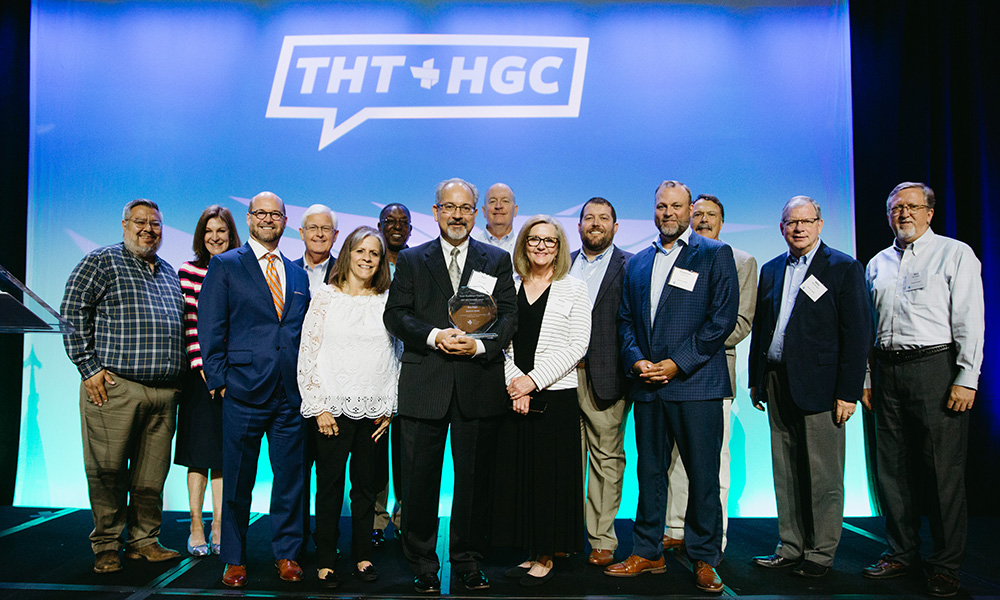 Ron Fogle posed with his team after being presented with the THT 2024 Founders Award during the 2024 Healthcare Governance Conference